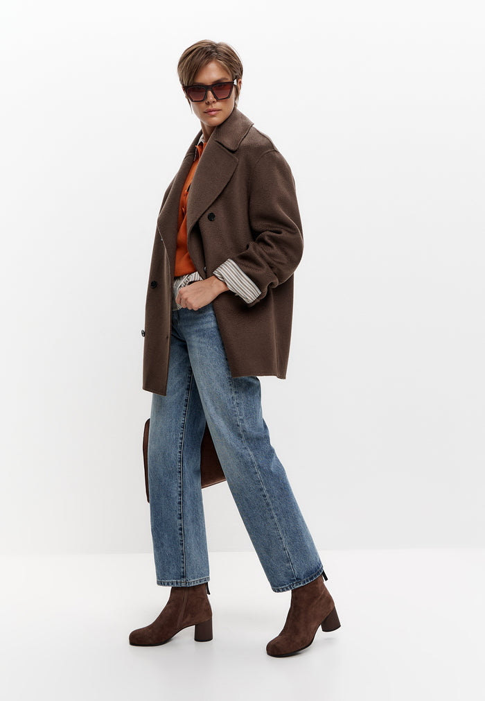 Round Toe Ankle Boots – Brown Suede
