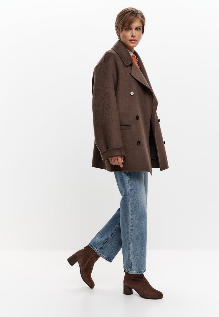 Round Toe Ankle Boots – Brown Suede