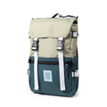 Quarter View of Topo Designs Rover Pack Classic in "Oil Green / Dark Pine"