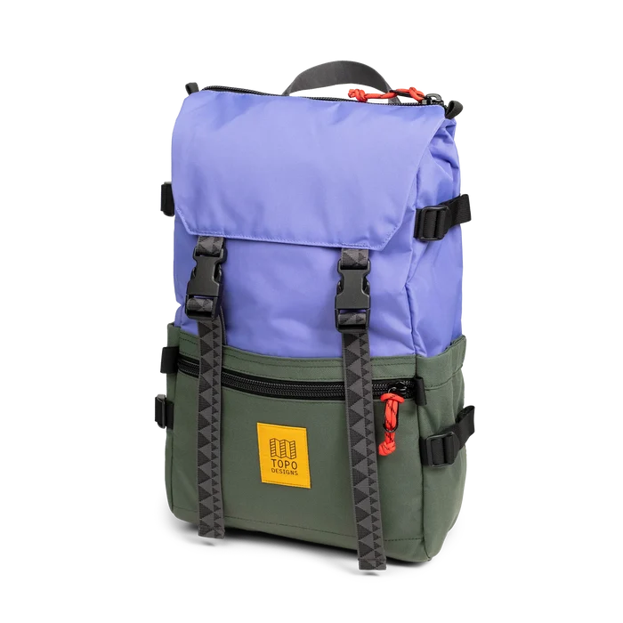 Front View of Topo Designs Rover Pack Classic in "Very Peri / Forest"