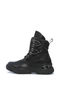 A pair of durable waterproof winter boots, perfect for cold weather conditions. These insulated lace-up boots are ideal for outdoor activities in the snow.