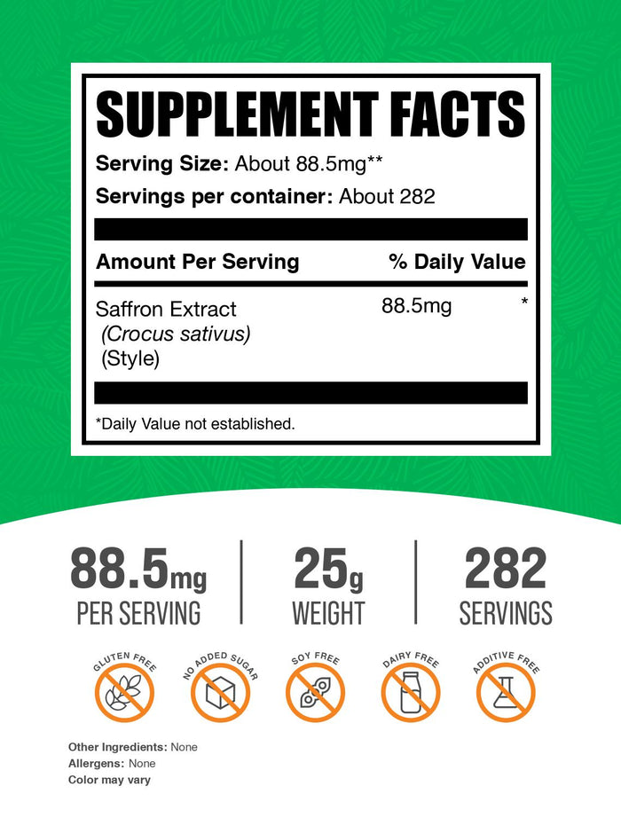 Saffron Extract Powder 25g Label