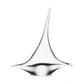 White sculptural sailboat form with pointed top and curved sail-like sides, viewed from the front against white background.