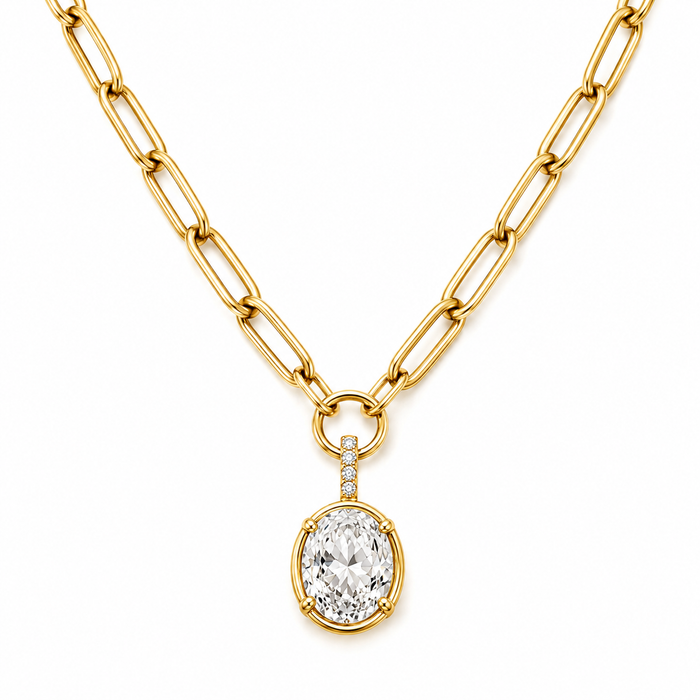 Satina Oval Pendant Necklace — Short Necklace