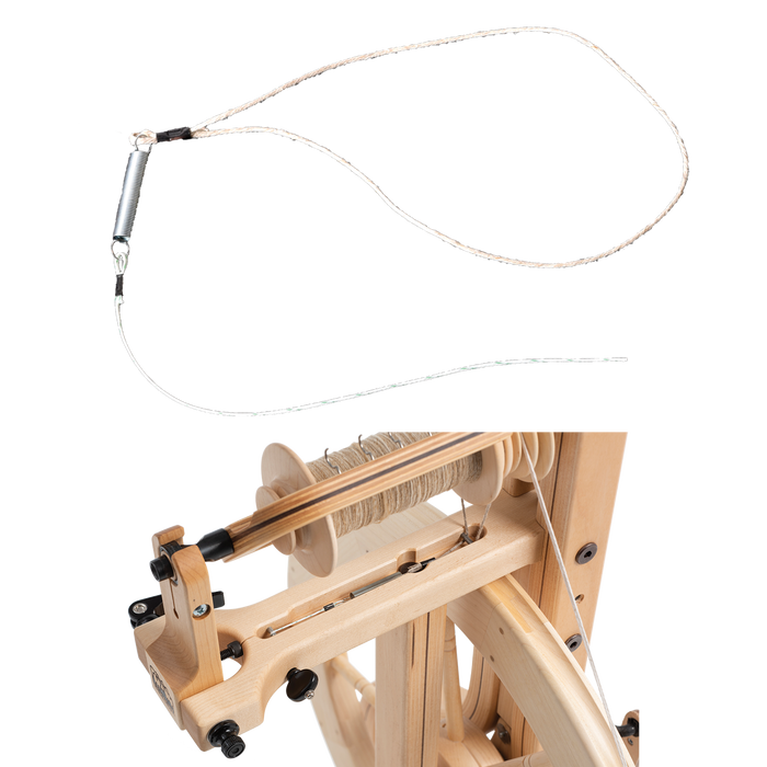 Scotch Tension Spring-and-String for Spinning Wheels