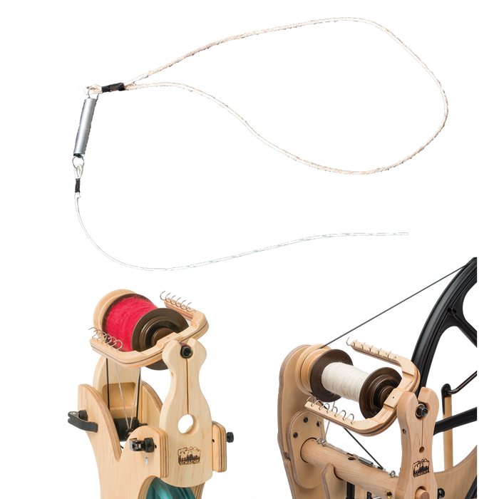 Scotch Tension Spring-and-String for Spinning Wheels