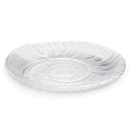 White oval platter with embossed spiral shell pattern and textured rim.