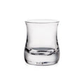Clear glass double old-fashioned tumbler with curved sides and weighted base.