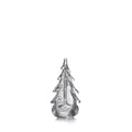 Silver metallic evergreen tree figurine with textured finish and pointed top.
