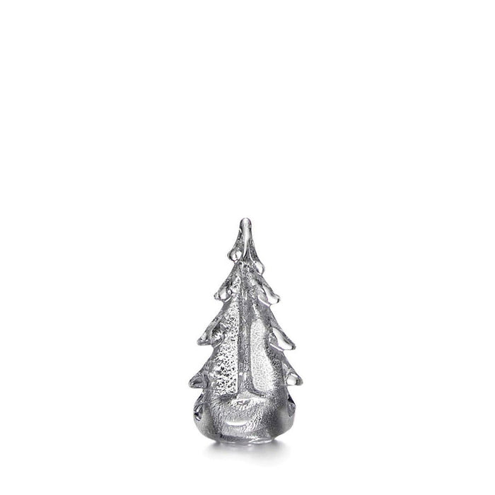 Silver metallic evergreen tree figurine with textured finish and pointed top.