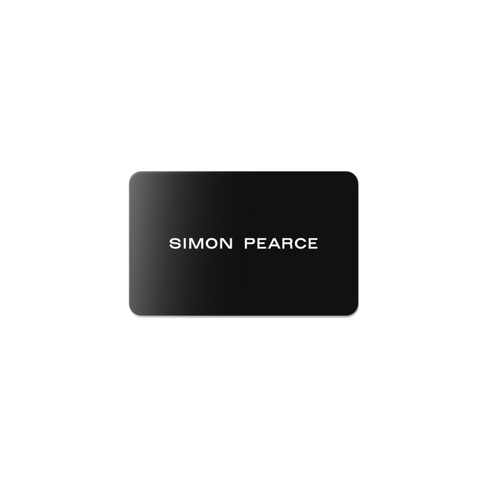 Black rounded rectangle card with "SIMON PEARCE" text in white.