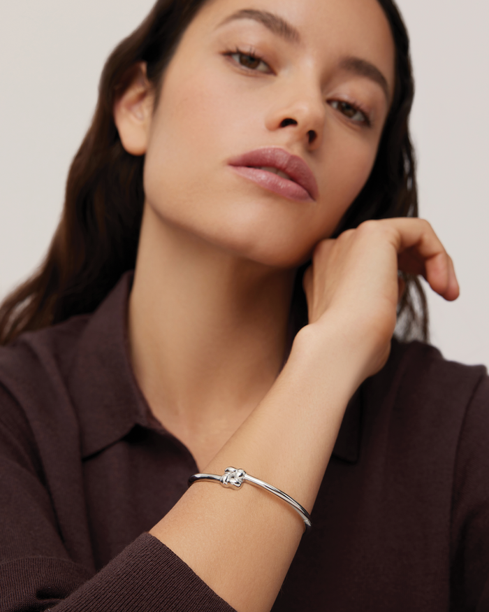 JENNY BIRD Waterproof Slim Woven Square Bangle Silver Bangle For Women