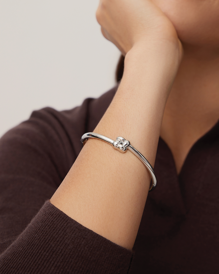 JENNY BIRD Waterproof Slim Woven Square Bangle Silver Bangle For Women