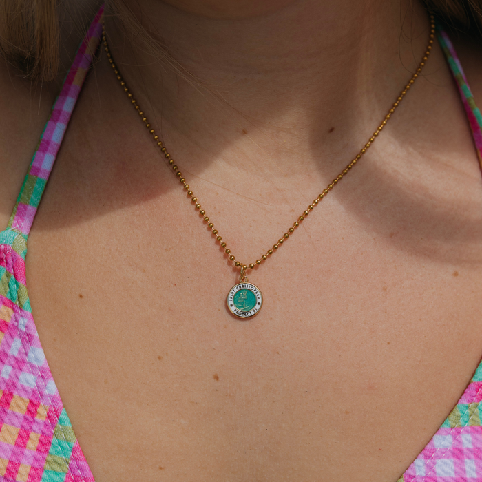 Small - Gold / Aqua White