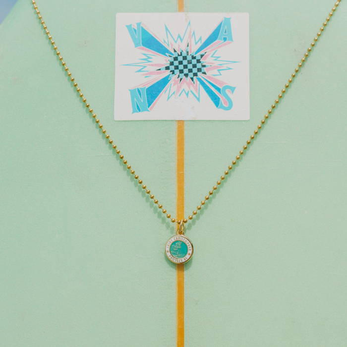 Small - Gold / Aqua White