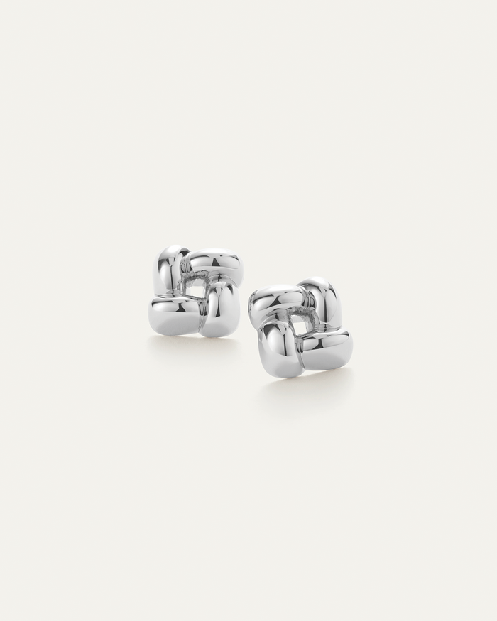 JENNY BIRD Small Woven Square Earrings Silver Earrings For Women