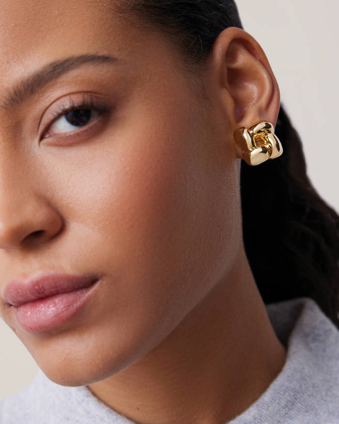 JENNY BIRD Small Woven Square Earrings Gold Earrings For Women