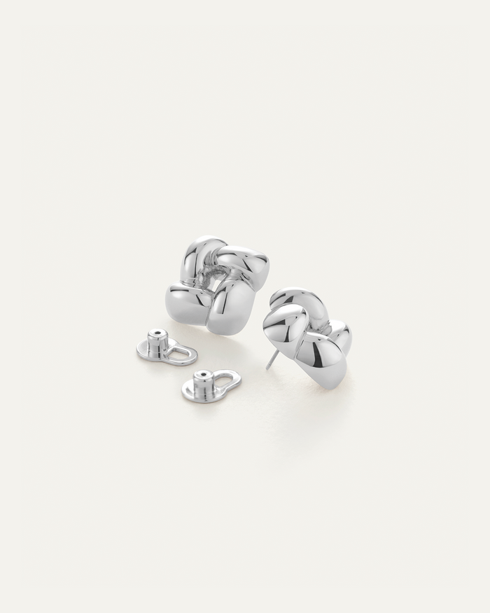 JENNY BIRD Small Woven Square Earrings Silver Earrings For Women