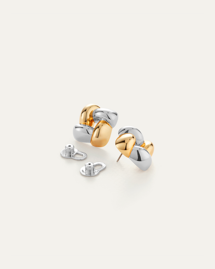 JENNY BIRD Small Woven Square Earrings Two Tone Earrings For Women