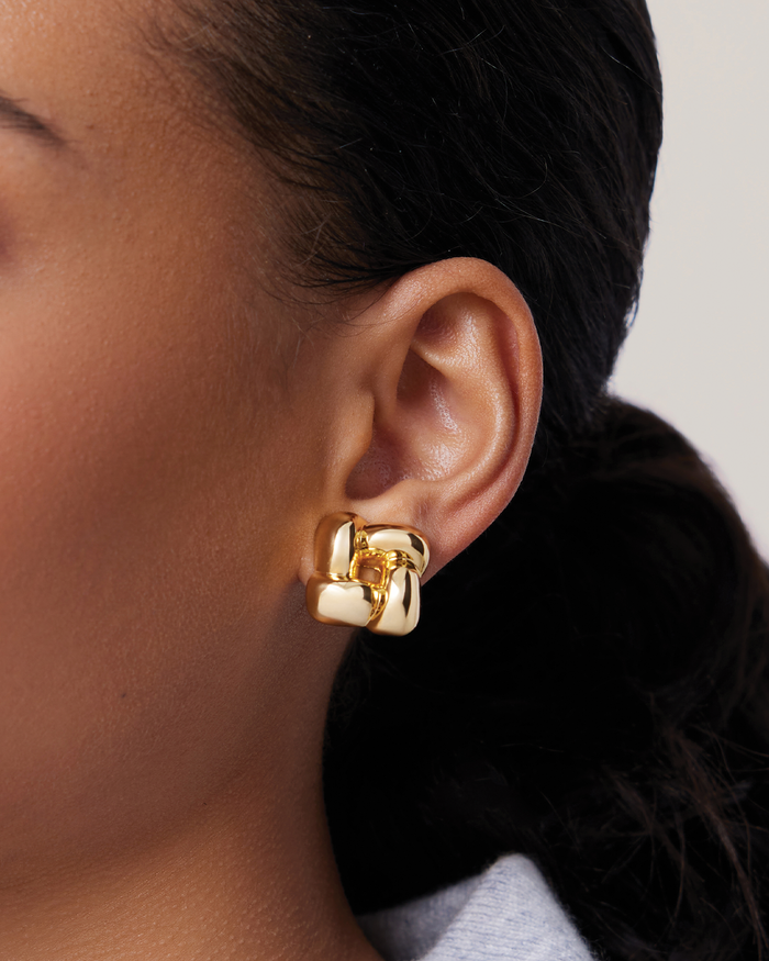 JENNY BIRD Small Woven Square Earrings Gold Earrings For Women