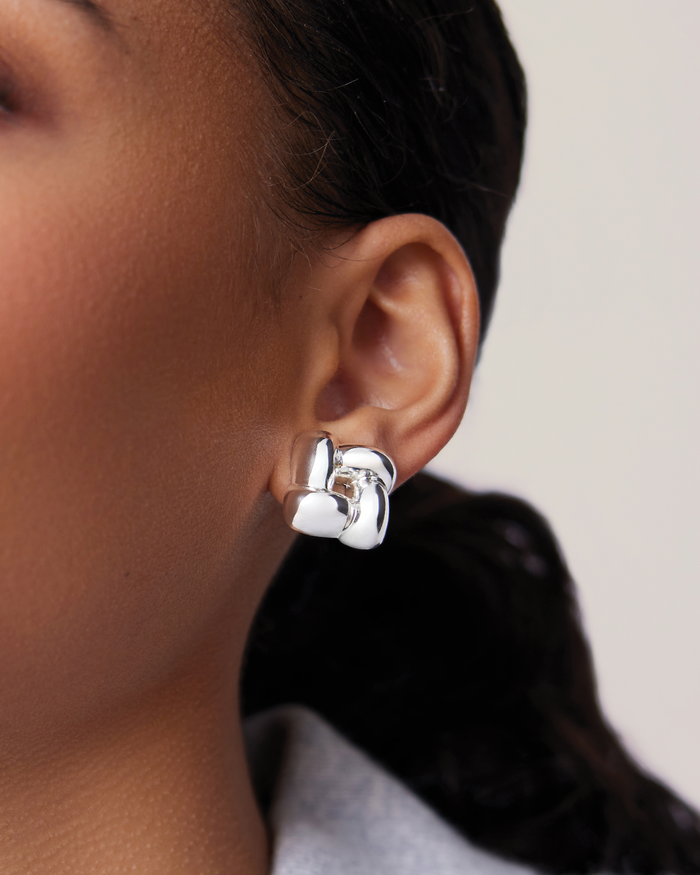 JENNY BIRD Small Woven Square Earrings Silver Earrings For Women