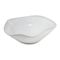 White ceramic centerpiece bowl with organic curved shape and subtle rim detail.