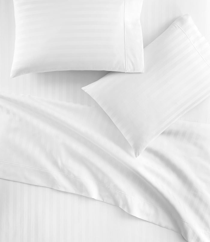 Soprano Stripe Pillowcase and sheets lifestyle, White