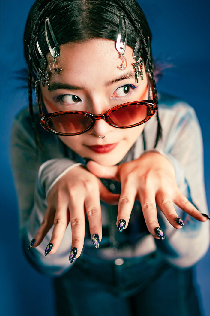 Space Rave Veronica Chen press-on nails with cosmic design and celestial accents.