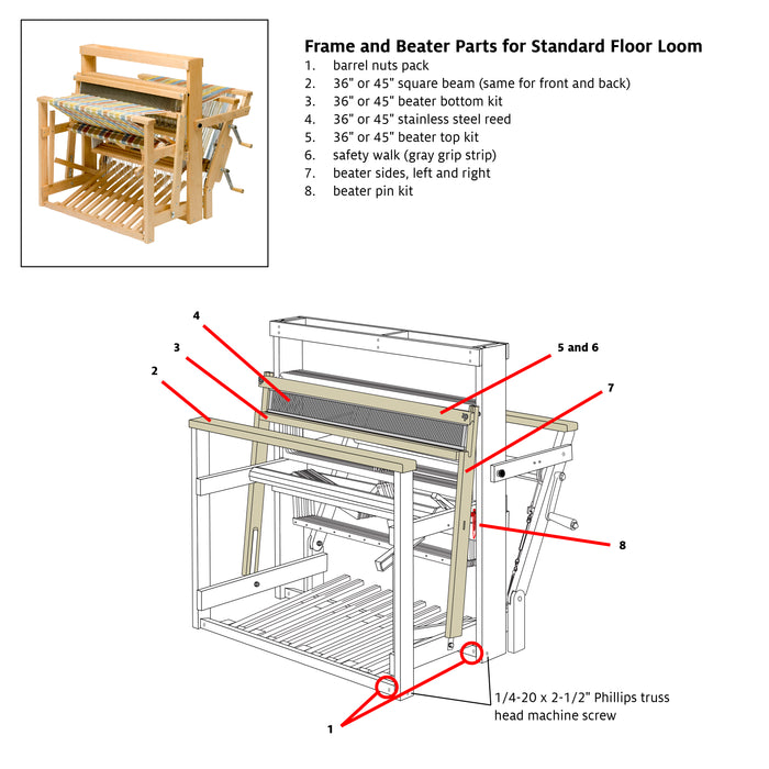 Square Beam for Standard Floor Loom
