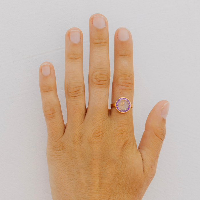 St. Christopher Ring - Gold Lavender / Lavender