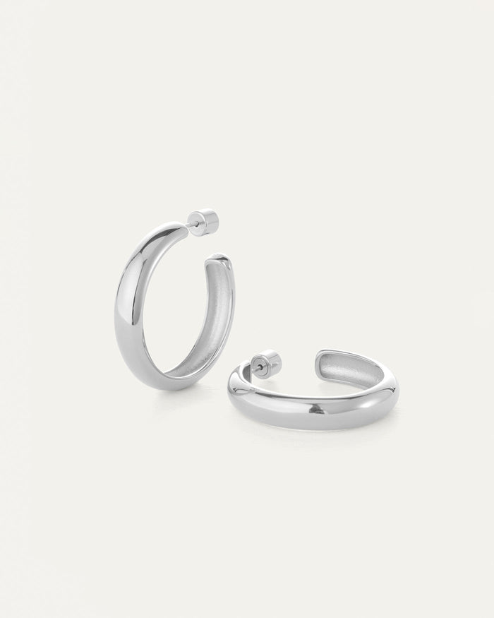 JENNY BIRD Waterproof Staple Hoop Earrings - Large Silver Hoop Earrings For Women
