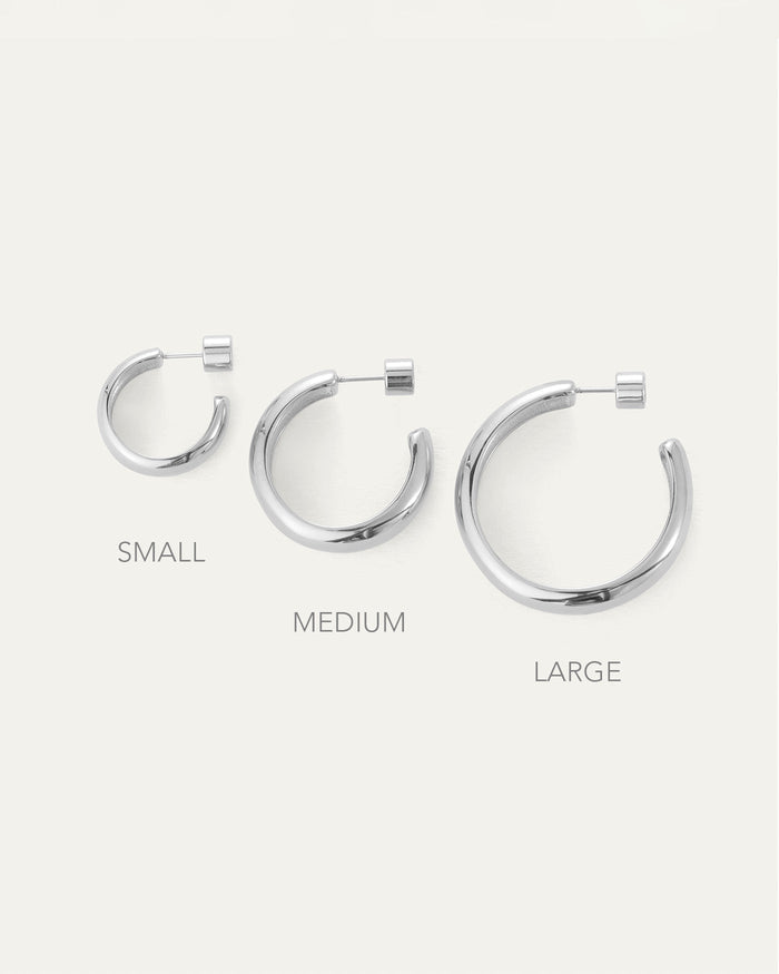 JENNY BIRD Waterproof Staple Hoop Earrings - Large Silver Hoop Earrings For Women