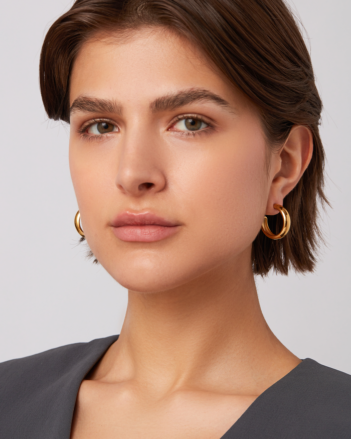 JENNY BIRD Waterproof Staple Hoop Earrings - Medium Gold Hoop Earrings For Women