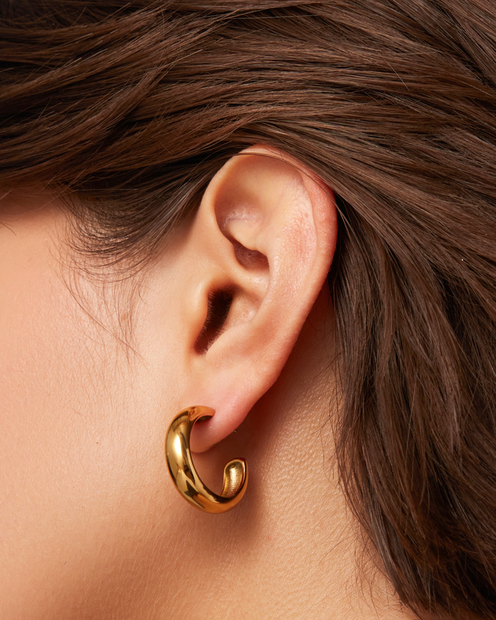 JENNY BIRD Waterproof Staple Hoop Earrings - Medium Gold Hoop Earrings For Women