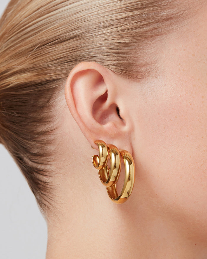 JENNY BIRD Waterproof Staple Hoop Earrings - Medium Gold Hoop Earrings For Women