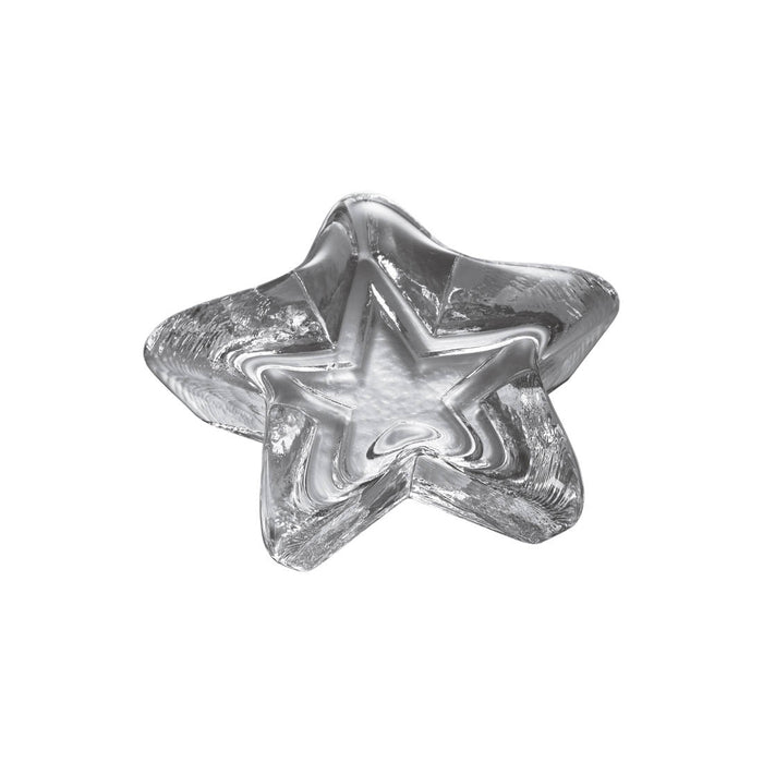 Small silver star-shaped paperweight with a polished, reflective surface and textured edges.