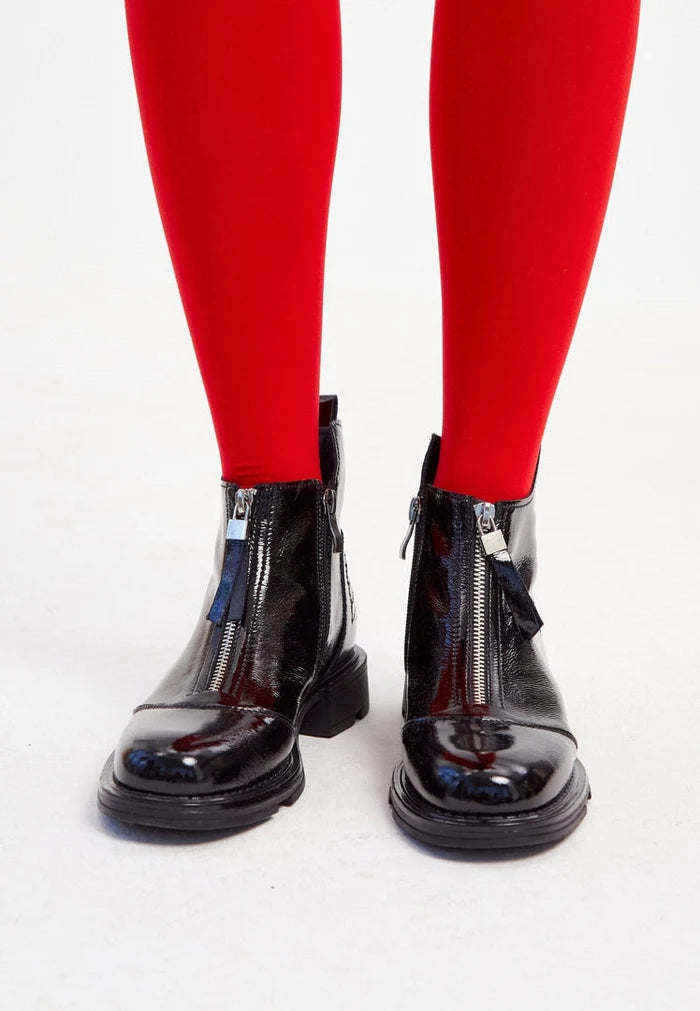 A fashionable pair of women's Antonia patent black ankle boots, the perfect stylish addition to any outfit.