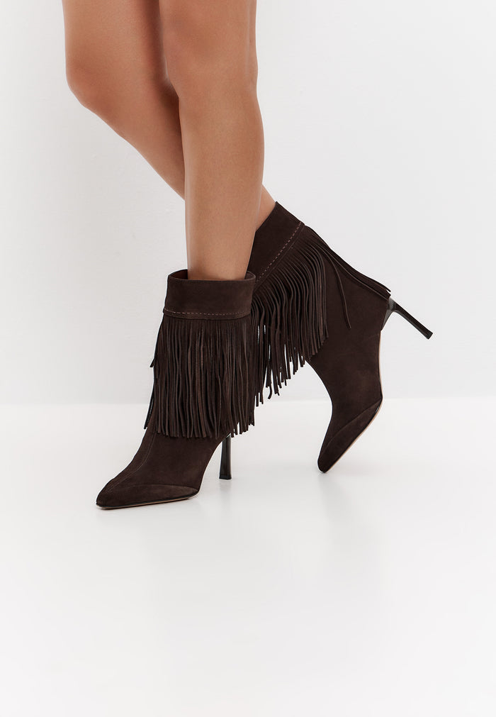 Suede Fringe Ankle Boots (SFAB) – Dark Brown