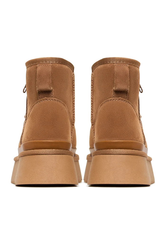 Suede Platform Ankle Boots Lumi - Beige