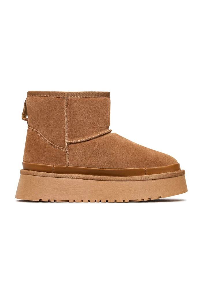 Suede Platform Ankle Boots Lumi - Beige