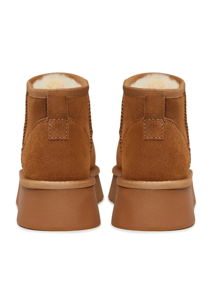 A stylish pair of brown suede platform winter boots, perfect for adding a trendy touch to your winter fashion wardrobe.