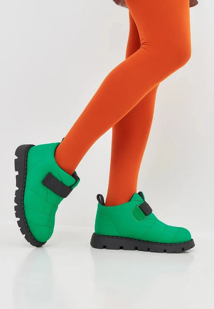 Stay warm and stylish all winter with these green suede wool-lined boots.