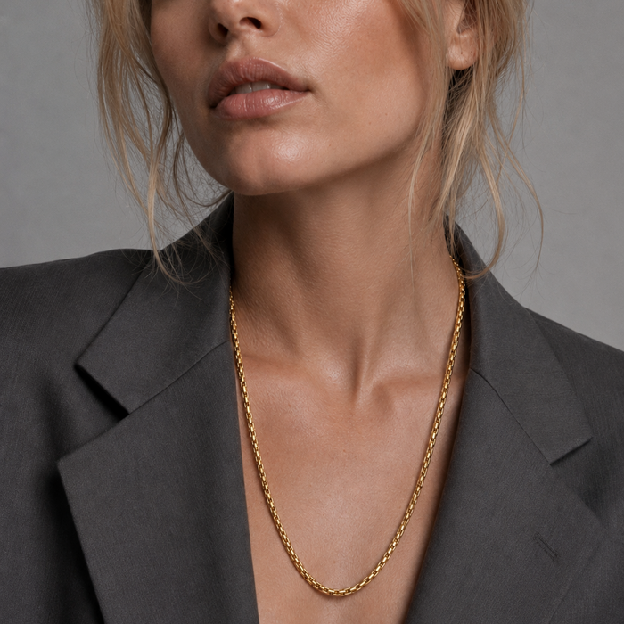 Sylvie Round Box Chain Necklace — Mid-Length Necklace