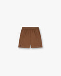Front product image of mens rust shorts on a plain white background | Team 247 Aero Shorts in Rust | Sweat shorts with elasticised waist and drawcord | 247 Shorts | Represent Clo