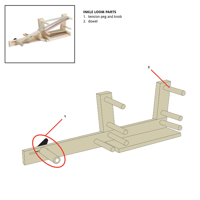 Tension Peg & Knob Kit for Schacht Inkle Loom
