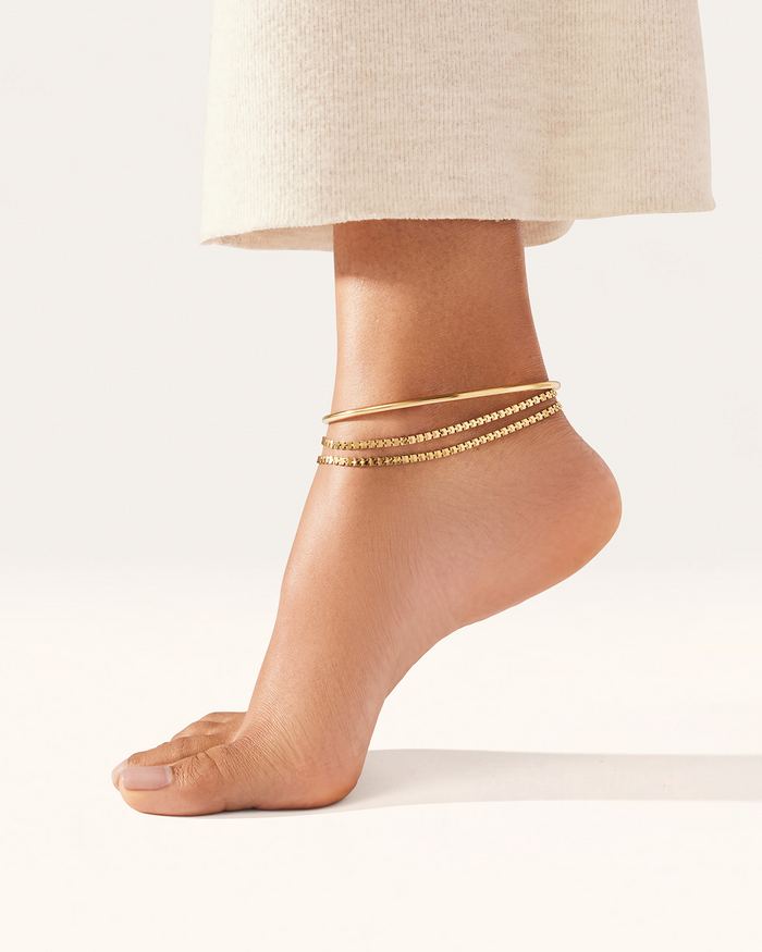 JENNY BIRD Waterproof Textured Anklet Stack Gold Anklet Stack For Women