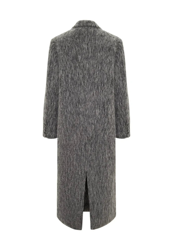 A stylish oversized Eira coat in trendy gray, perfect for winter fashion and staying cozy in chic outerwear.