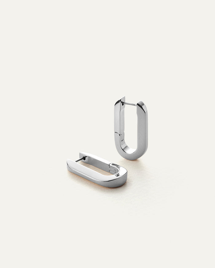 JENNY BIRD U-Link Hinged Silver Waterproof Hoop Earrings For Women
