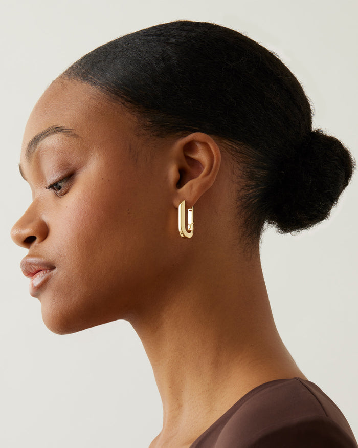 JENNY BIRD U-Link Hinged Gold Waterproof Hoop Earrings For Women
