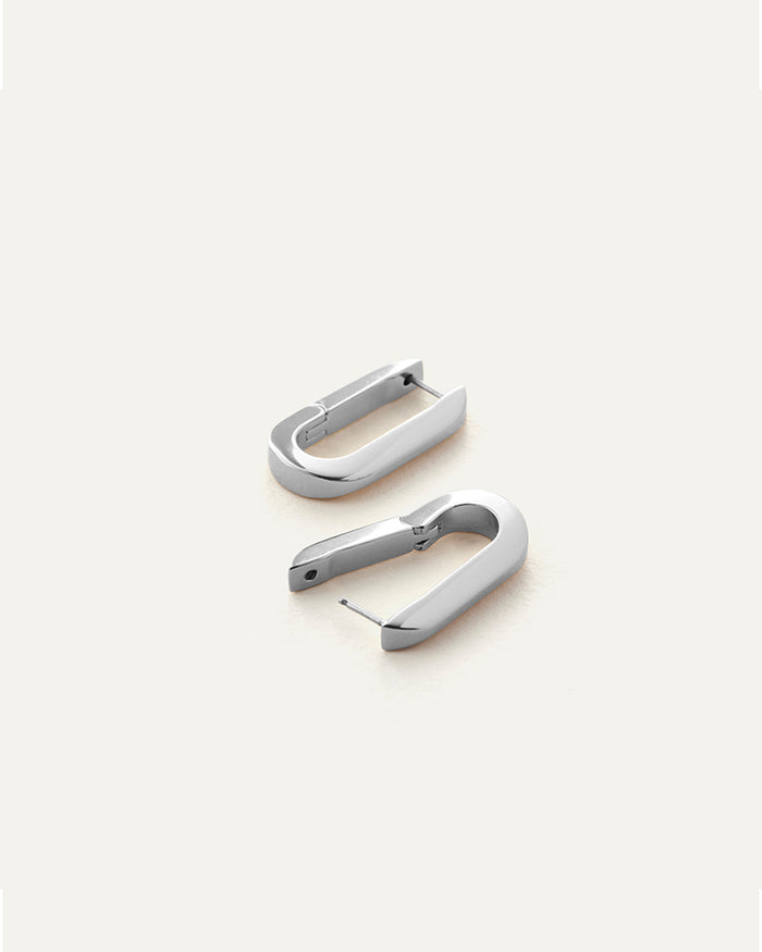 JENNY BIRD U-Link Hinged Silver Waterproof Hoop Earrings For Women